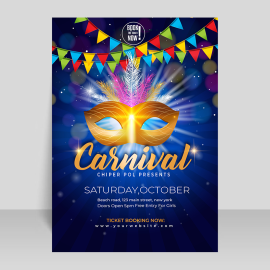 Free vector realistic carnival invitation flyer poster template