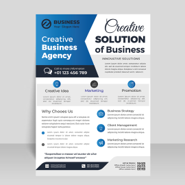 Blue white vector flyer brochure template