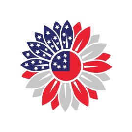 American flag sunflower 4th of July vector