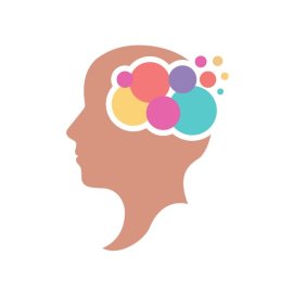 Brain with colorful circles vector logo template