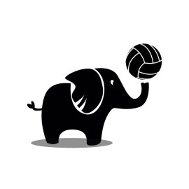 Elephant silhouette playing with ball vector