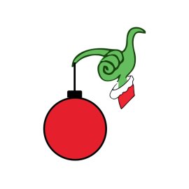 Grinch hand with red ornament vector illustration