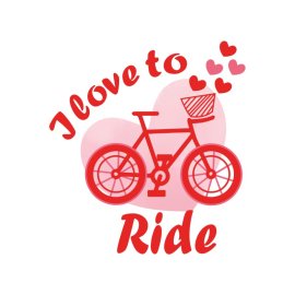 I love to ride bicycle with hearts vector png