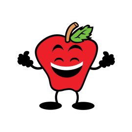 Happy apple png fruit with hands and legs vector