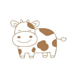 Happy cartoon cow simple 2d png