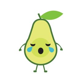 Sad avocado png crying emoticon fruit sticker vector mascot