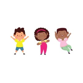 Cute kids png dancing children illustration flat style vector