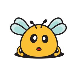 Cute simple bee head png vector