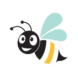 Funny bee png happy bee insect cartoon vector