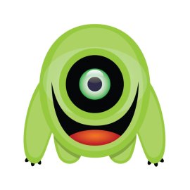 Green monster png vector 3d effect illustration mascot
