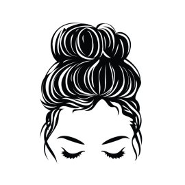Messy bun png hair png hair with lashes png mom life png