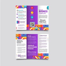 Vector gradient mosaic trifold brochure template
