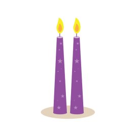 Two purple candles png Christmas celebration decoration candles vector