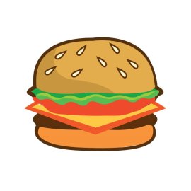 Cartoon Burger PNG Flat Style Cartoon Snacks Byrger Vector