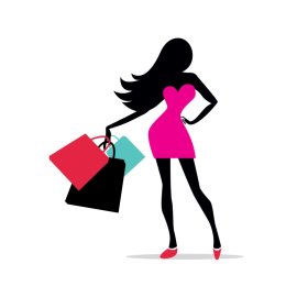 Fashion Lady PNG Beautiful Women Silhouette Holding Shopping Bags Vector