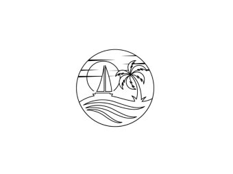 Beach Scenery PNG Palm Trees Sun Boat Vector