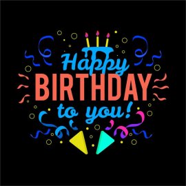 Bold Birthday png | Birthday Typography with Confetti and Party 