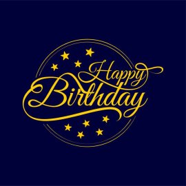Classic Gold Birthday png |  Happy BirthdayTypography on Navy Background 