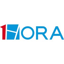 1hora Logo Vector Png | Minimalist red and blue wordmark 