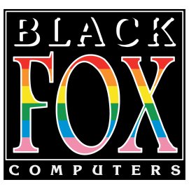 Black Fox Computers Logo Vector PNG | Rainbow Fox Typography Emblem 