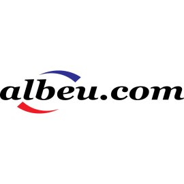 Albeu.com logo in clean vector style | Modern wordmark featuring dynamic arcs 