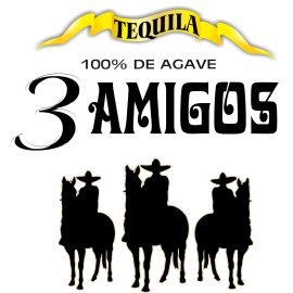 3 Amigos Tequila Logo | Premium 100% de Agave Brand Emblem 