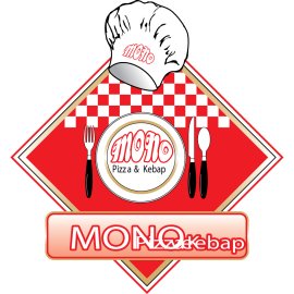 Mono Pizza & Kebap Logo Vector PNG | Classic Italian-Turkish Fast Food Emblem 