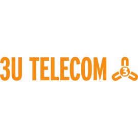 3U TELECOM modern wordmark logo|Minimalist orange corporate telecom emblem