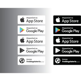 App Store and Google Play availability badges vector set | Mobile download buttons for digital products 