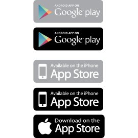App Store and Google Play badge set vector|Android App on Google Play and iOS App Store icons
