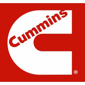Cummins corporate emblem|Bold Cummins red and white monogram