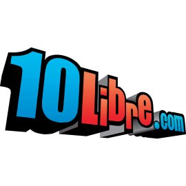 10Libre.com bold 3D wordmark logo|Dynamic blue and red gradient brand emblem