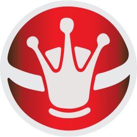 Car Audio Media Logo Vector PNG | Modern red crown emblem for automotive sound 