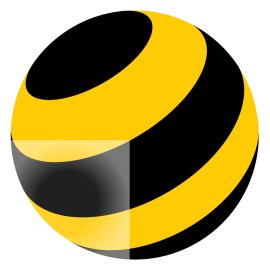 Beeline Logo Vector PNG | Black and Yellow Spherical Stripe Emblem 