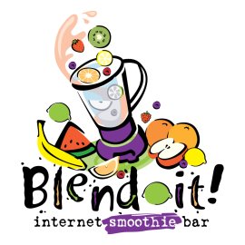 Blend It Logo Vector Png | Colorful smoothie blender emblem 