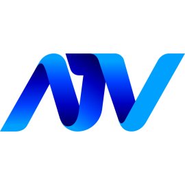 ATV Perú logo in dynamic ribbon style | Modern blue gradient emblem for Peruvian television network 