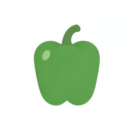 Rustic Green Bell Pepper Flat Vector Isolated Food Illustration